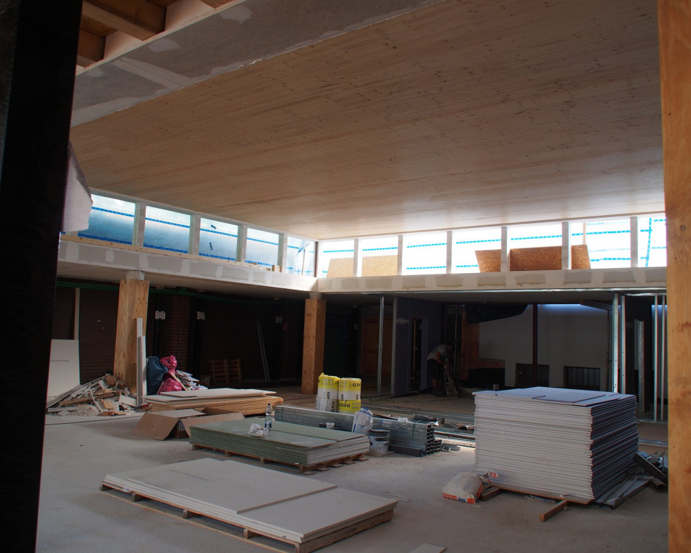 Die Eisenträger sind sauber verkleidet.