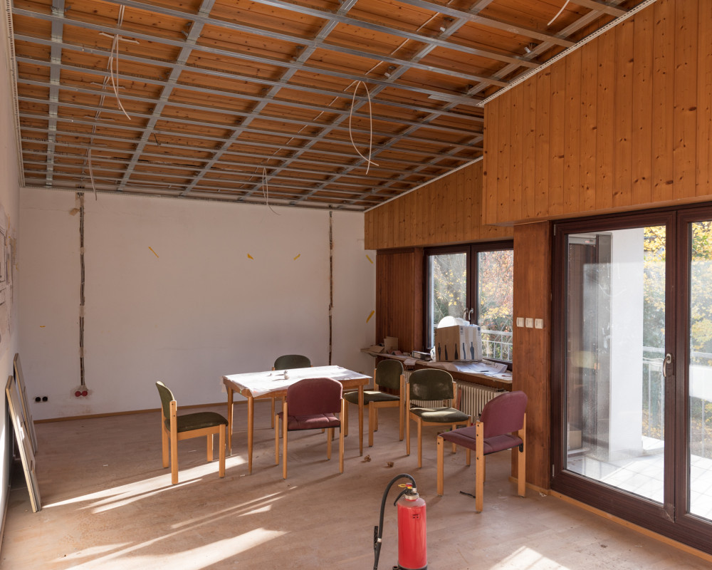 Die Deckenverschalung wird vorbereitet