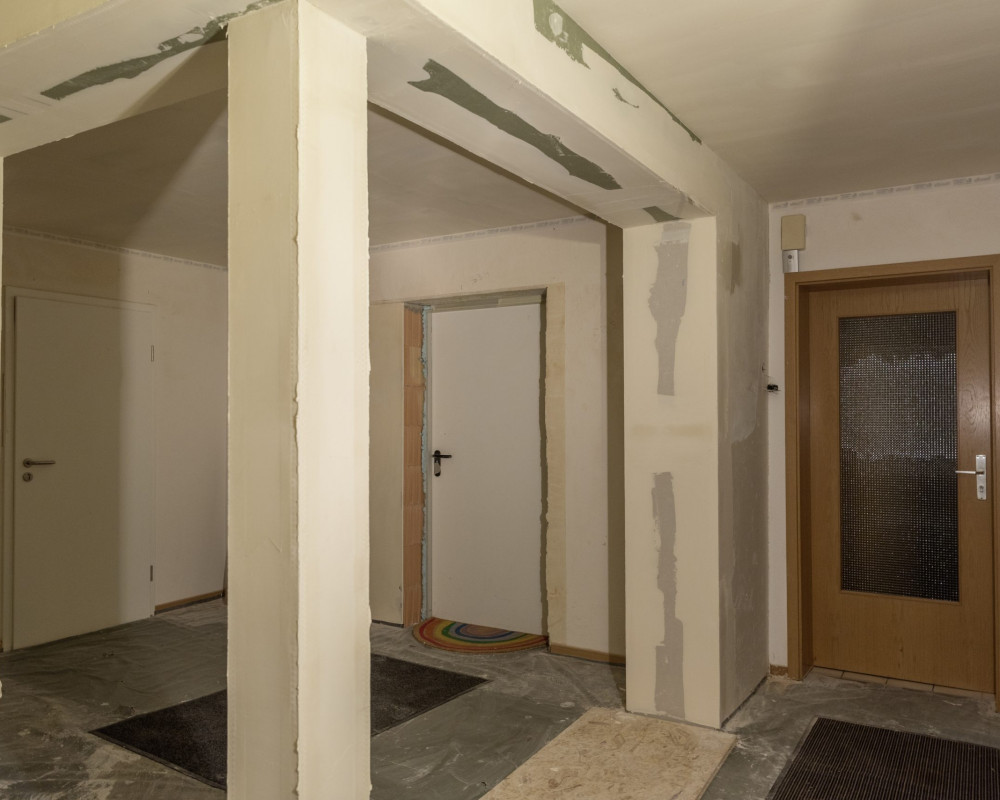 Die Stützen und Träger wurden verschalt.